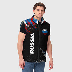 Мужской жилет Russia Штрихи в цвет Флага, цвет: 3D-светло-серый — фото 2