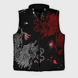 Мужской жилет Китайский дракон Красно - Белый, цвет: 3D-светло-серый