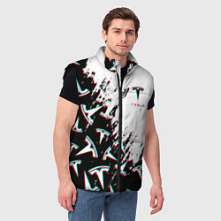 Мужской жилет Tesla pattern glitch, цвет: 3D-черный — фото 2