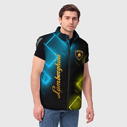Мужской жилет Lamborghini - Неоновые фигуры, цвет: 3D-светло-серый — фото 2