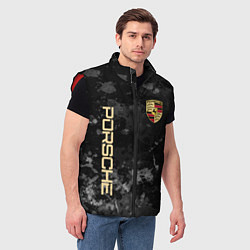 Мужской жилет Порше Porsche серый фон, цвет: 3D-красный — фото 2