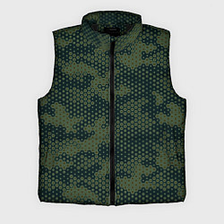 Мужской жилет Абстрактный геометрический зеленый камуфляж, цвет: 3D-черный
