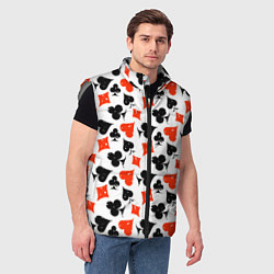 Мужской жилет Пика, Черва, Крестя, Бубна, цвет: 3D-светло-серый — фото 2