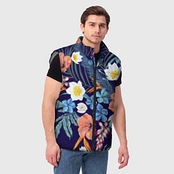 Мужской жилет Цветы Экзотические, цвет: 3D-светло-серый — фото 2
