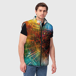 Мужской жилет Portal - Neon Space - туннель из энергетических па, цвет: 3D-светло-серый — фото 2