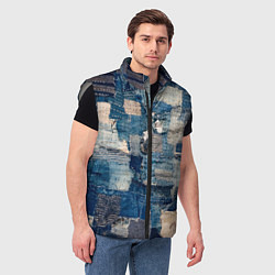 Мужской жилет Patchwork Jeans Осень Зима 2023, цвет: 3D-светло-серый — фото 2