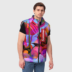 Мужской жилет Красочный летний цветочный паттерн Summer color pa, цвет: 3D-светло-серый — фото 2