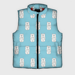 Мужской жилет Белый котик орнамент, цвет: 3D-красный