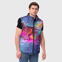 Мужской жилет Neon splashes, цвет: 3D-черный — фото 2