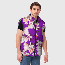 Мужской жилет Цветы Фиолетовый Цветок, цвет: 3D-светло-серый — фото 2