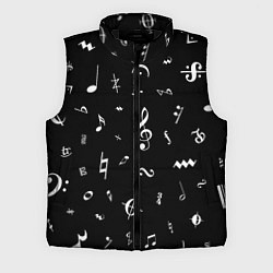 Мужской жилет Нотные Знаки Белые на Черном, цвет: 3D-черный