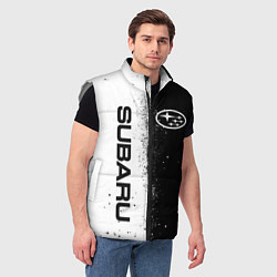 Мужской жилет СУБАРУ - SUBARU ЧЕРНО БЕЛЫЕ БРЫЗГИ КРАСКА, цвет: 3D-светло-серый — фото 2