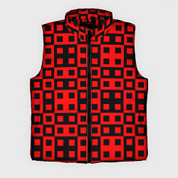Мужской жилет ТЕКСТУРНЫЕ КРАСНО ЧЕРНЫЕ КВАДРАТЫ, цвет: 3D-черный