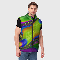 Мужской жилет Кислотный фрактал Абстракция, цвет: 3D-черный — фото 2