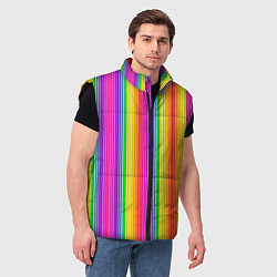 Мужской жилет ЦВЕТНЫЕ РАДУЖНЫЕ ЛИНИИ, цвет: 3D-черный — фото 2