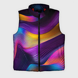 Мужской жилет Абстрактная волновая композиция Неоновые полосы Ab, цвет: 3D-красный
