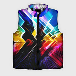 Мужской жилет Неоновая молния Абстракция Neon Lightning Abstract, цвет: 3D-черный