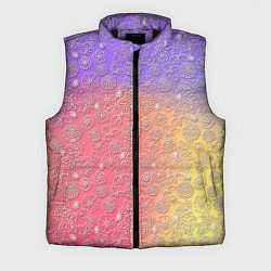 Мужской жилет Белые цветы на цветном фоне, цвет: 3D-черный