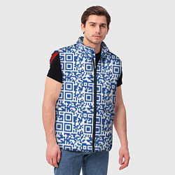 Мужской жилет QR код паттерн синий, цвет: 3D-красный — фото 2