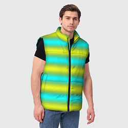 Мужской жилет Бирюзово-желтые неоновые полосы, цвет: 3D-черный — фото 2