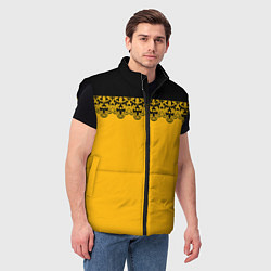 Мужской жилет Черное кружево на желтом фоне, цвет: 3D-черный — фото 2