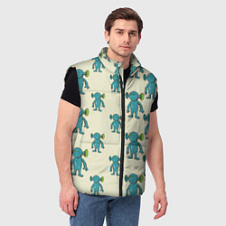 Мужской жилет Милые зеленые человечки, цвет: 3D-черный — фото 2