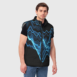 Мужской жилет Синие волны-молнии, цвет: 3D-светло-серый — фото 2