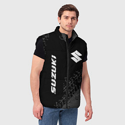 Мужской жилет Suzuki Speed на темном фоне со следами шин, цвет: 3D-черный — фото 2