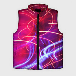 Мужской жилет Неоновые линии и фонари - Красный, цвет: 3D-красный