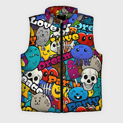 Мужской жилет Красочный паттерн из мультяшных героев, цвет: 3D-светло-серый