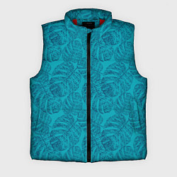 Мужской жилет Синие листья монстеры на голубом