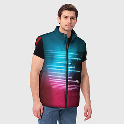 Мужской жилет Неоновые лучи из парящего здания - Голубой, цвет: 3D-красный — фото 2