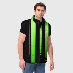 Мужской жилет Абстрактные неоновые колбы с кислотой - Зелёный, цвет: 3D-черный — фото 2