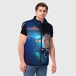 Мужской жилет Космическое столкновение объектов, цвет: 3D-светло-серый — фото 2