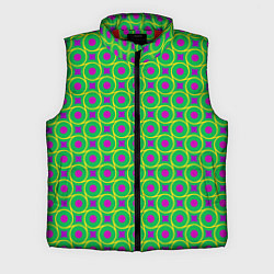 Мужской жилет Фиолетовые кружочки на зеленом фоне, цвет: 3D-красный