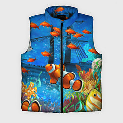 Мужской жилет Затонувший корабль в окружении обитателей океана