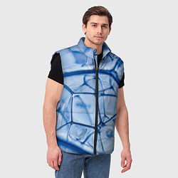 Мужской жилет Абстрактная синяя ледяная броня, цвет: 3D-черный — фото 2