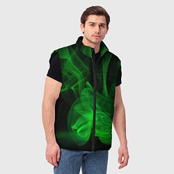Мужской жилет Зелёный абстрактный дым, цвет: 3D-черный — фото 2