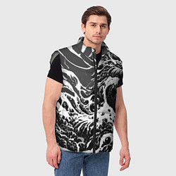 Мужской жилет Черно-белые волны, цвет: 3D-светло-серый — фото 2