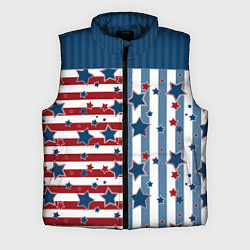 Мужской жилет Blue stars on a striped pattern, цвет: 3D-черный