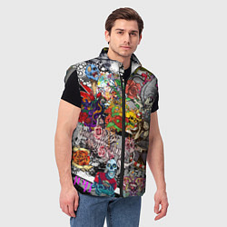 Мужской жилет Цветное граффити и татуировки, цвет: 3D-светло-серый — фото 2