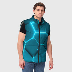 Мужской жилет Ледяные неоновые геометрические плиты, цвет: 3D-светло-серый — фото 2