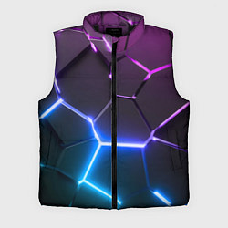 Мужской жилет Фиолетовый градиент - неоновые геометрические плит, цвет: 3D-черный