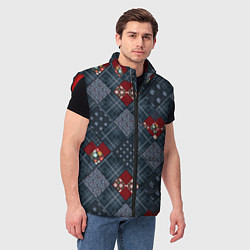 Мужской жилет Red and blue denim patchwork, цвет: 3D-красный — фото 2