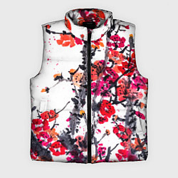 Мужской жилет Живописная ветка сакуры, цвет: 3D-светло-серый