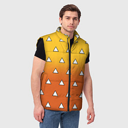 Мужской жилет Оранжевое кимоно с треугольниками - Зеницу клинок, цвет: 3D-черный — фото 2