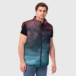 Мужской жилет Розовый и синий дым во тьме, цвет: 3D-красный — фото 2