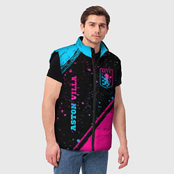 Мужской жилет Aston Villa - neon gradient: надпись, символ, цвет: 3D-черный — фото 2