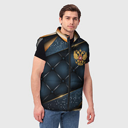 Мужской жилет Золотой герб России на объемном фоне, цвет: 3D-светло-серый — фото 2