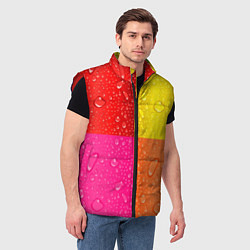 Мужской жилет Капли дождя на цветных подложках - паттерн, цвет: 3D-красный — фото 2